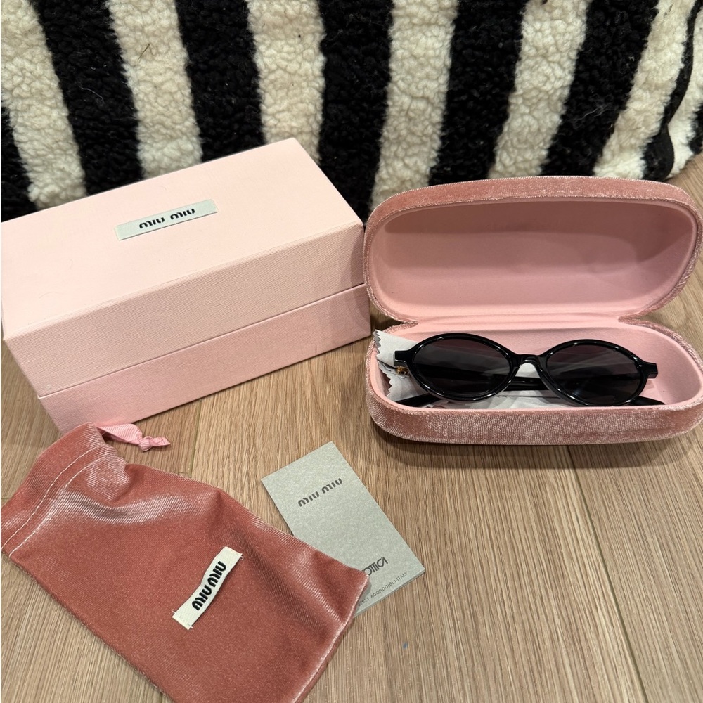Miu Miu Black Sunglasses with Pink Velvet Case